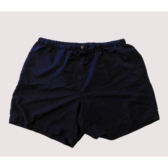 Caribbean Joe Pants - Caribbean Joe Shorts Womens 2X Navy Blue Drawstring Vacation Beachwear Rayon